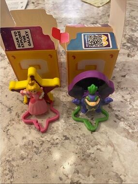 TWO! McDonald Happy Meal Mario Galaxy Peach #4 and Wonder Bowser Jr #3 BRAND NEW